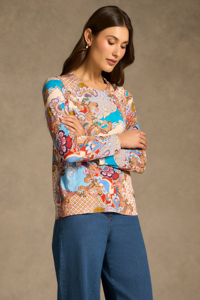 Double Layer Long Sleeve T-Shirt - Rococo Reverie Print