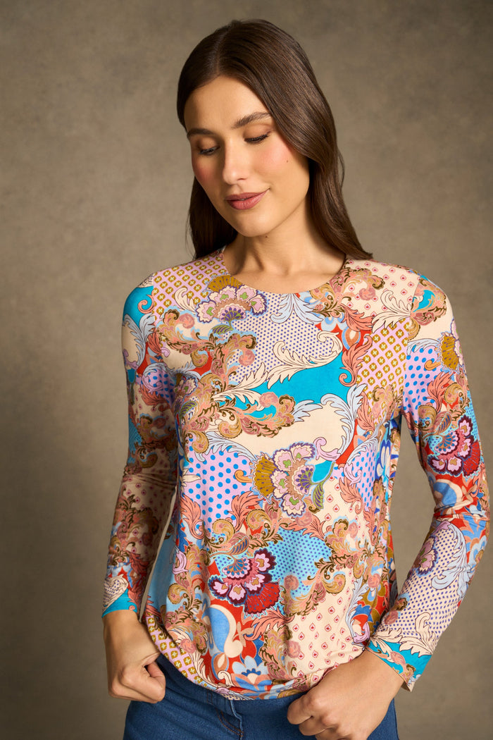 Double Layer Long Sleeve T-Shirt - Rococo Reverie Print