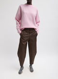 Brown Eco Nylon Colt Trouser - barrel leg, full look, front view on model