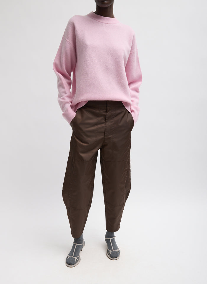 Brown Eco Nylon Colt Trouser - barrel leg, full look, front view on model