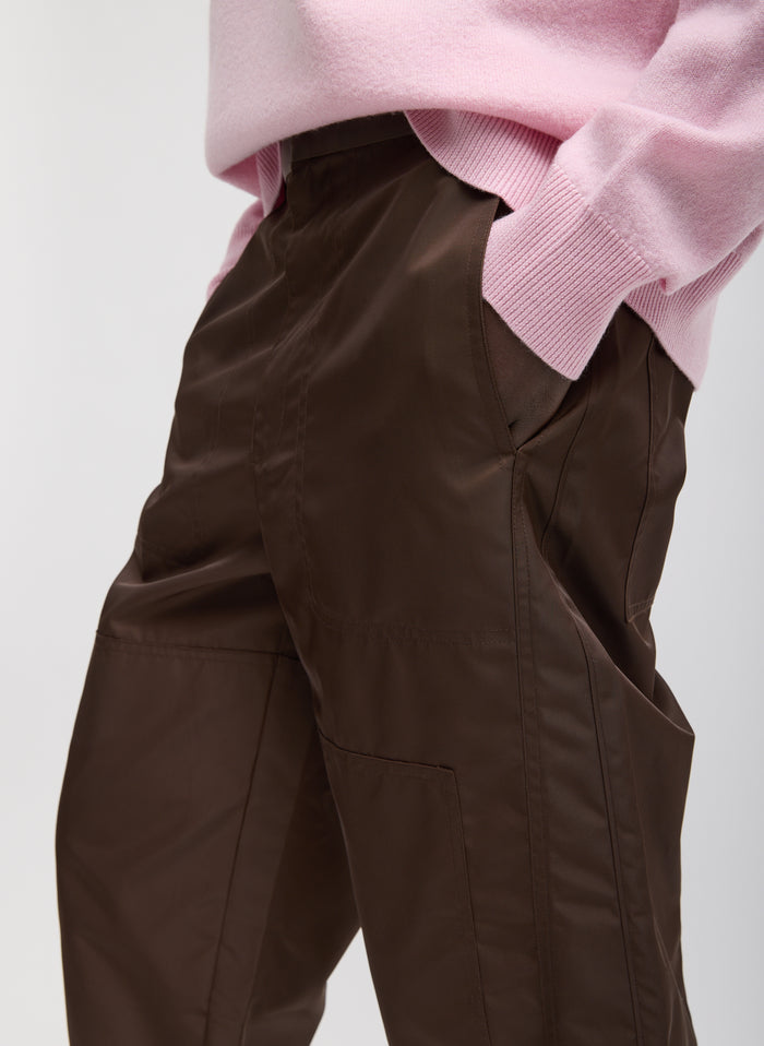 Brown Eco Nylon Colt Trouser - closeup of side detail