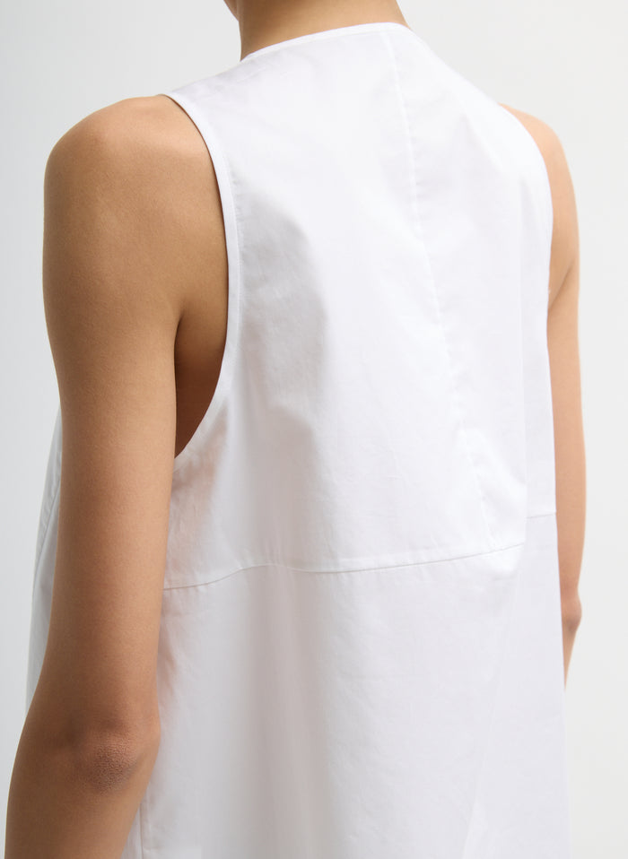 White Eco Poplin Tie Front Top - closeup of back
