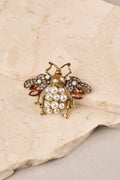 Embellished Bee Brooch - Gold