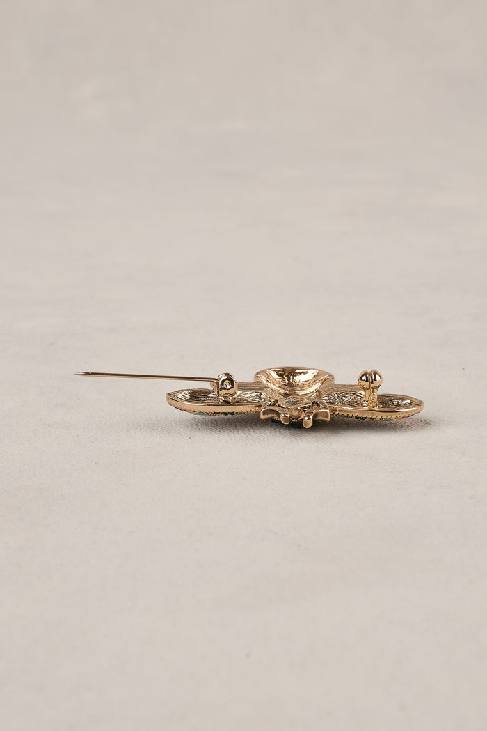 Embellished Bee Brooch - Gold