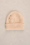 Embroidery Trim Beanie - Oatmeal