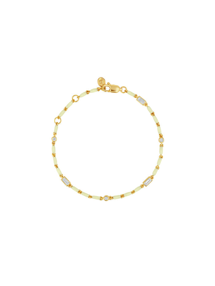 ENAMEL MOISSANITE BRACELET IN BEURRE, 18K GOLD VERMEIL