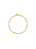 ENAMEL MOISSANITE BRACELET IN MOUTARDE, 18K GOLD VERMEIL