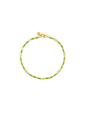 ENAMEL MOISSANITE BRACELET IN OLIVE, 18K GOLD VERMEIL