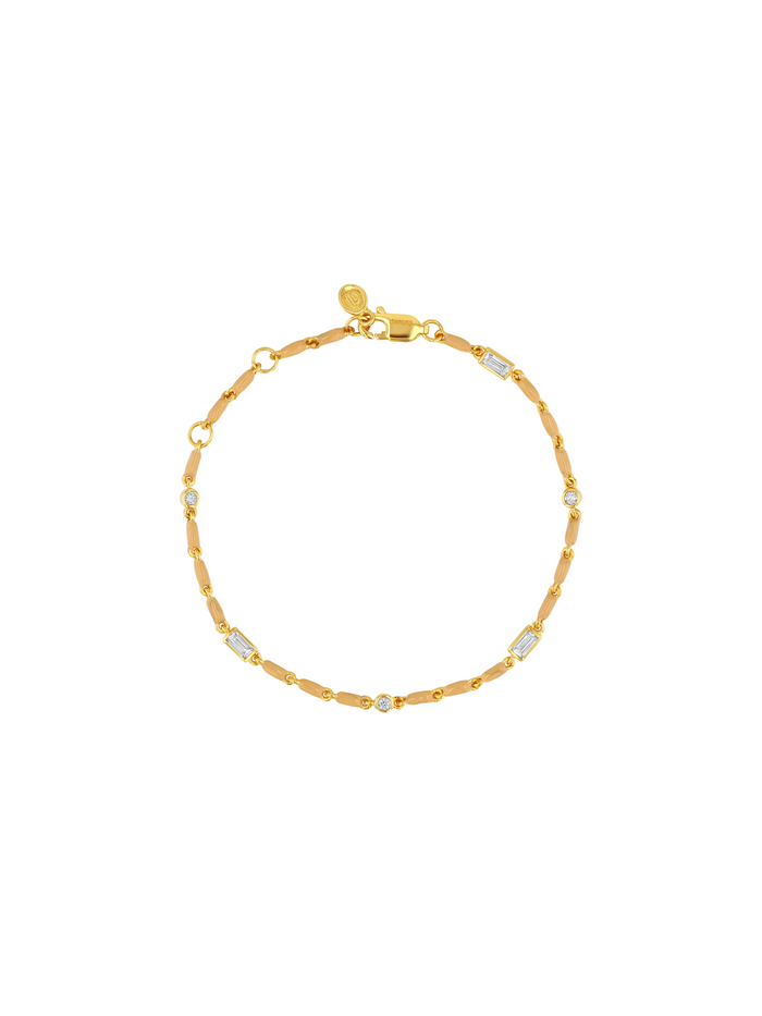 ENAMEL MOISSANITE BRACELET IN SABLE, 18K GOLD VERMEIL