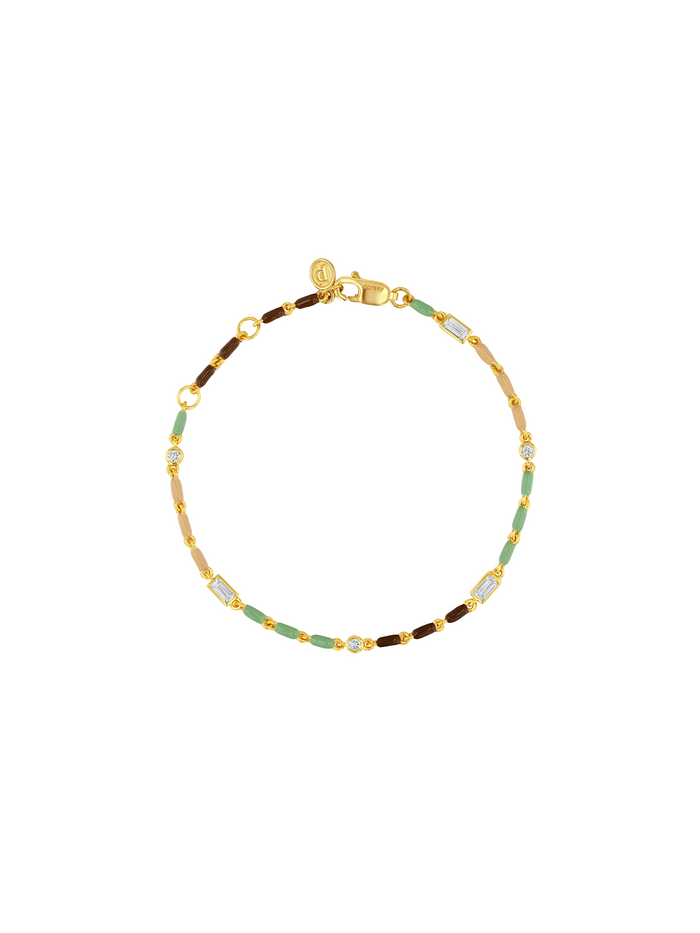 ENAMEL MOISSANITE BRACELET IN TERRE, 18K GOLD VERMEIL
