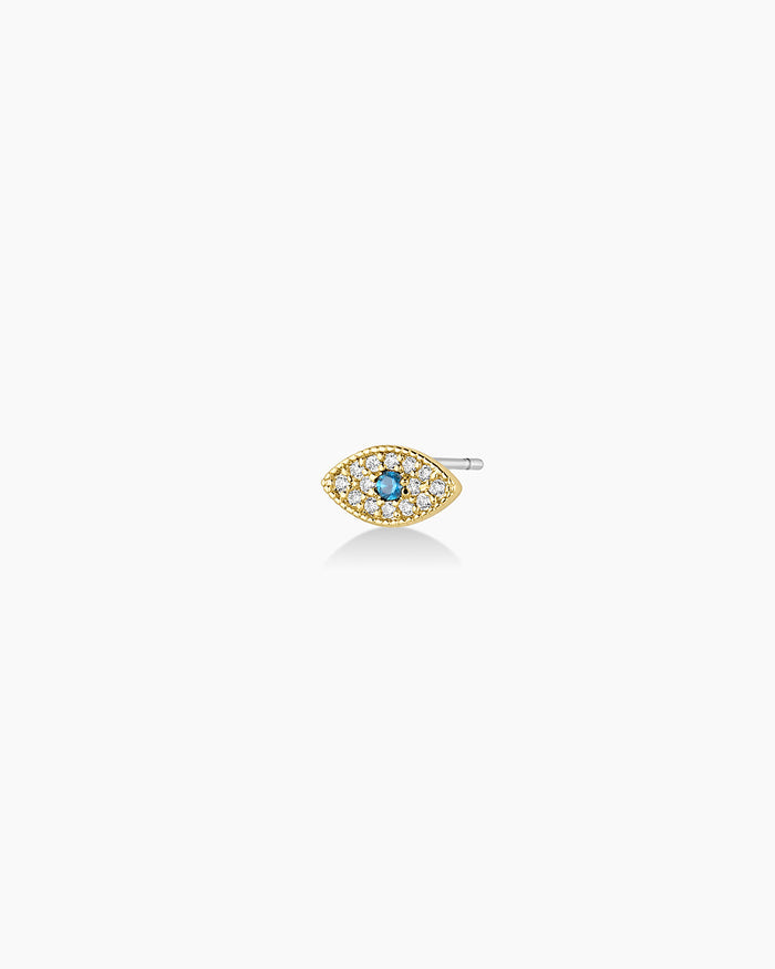 Evil Eye Charm Stud || option::18K Gold Plated, Evil Eye