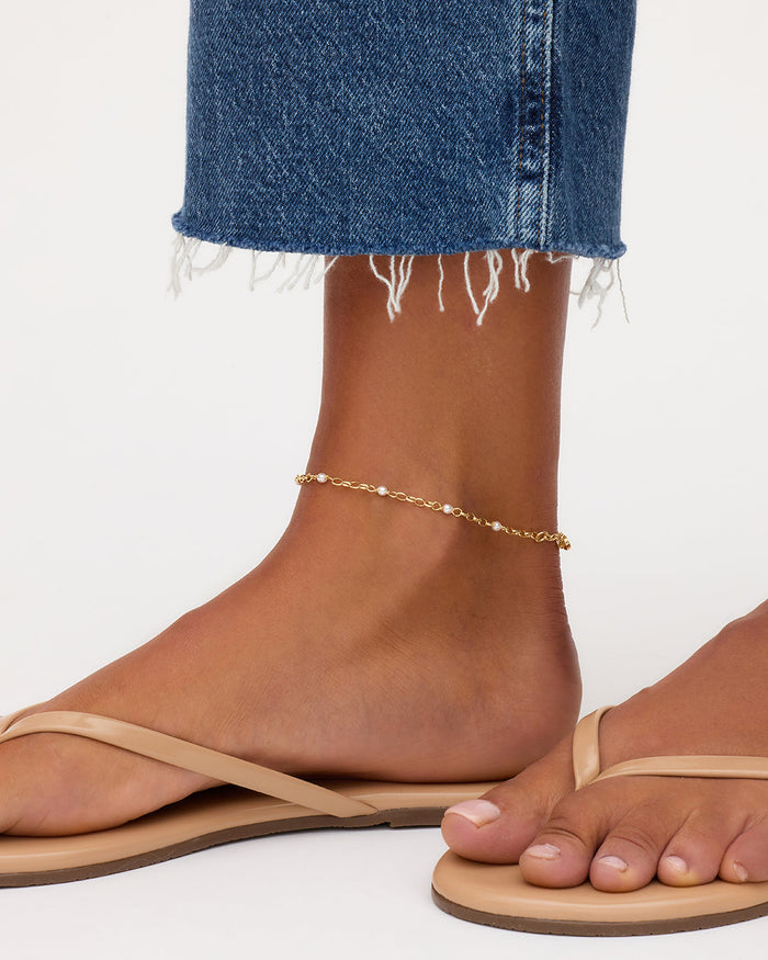Finley Pearl Anklet || option::18K Gold Plated