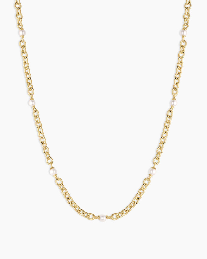 Finley Pearl Dot Necklace || option::18K Gold Plated