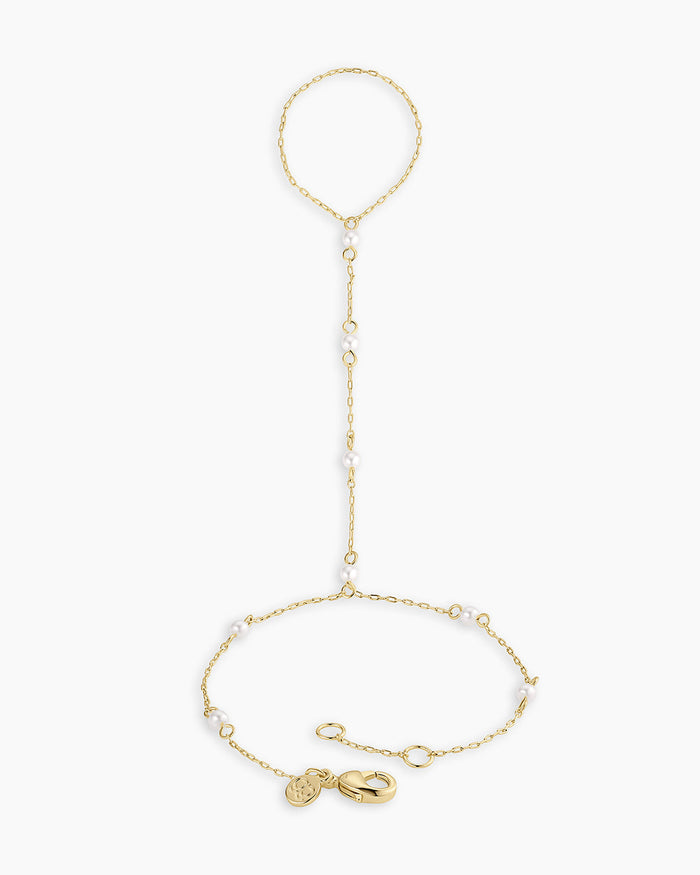 Finley Pearl Hand Chain || option::18K Gold Plated