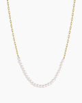 Finley Pearl Row Necklace || option::18K Gold Plated