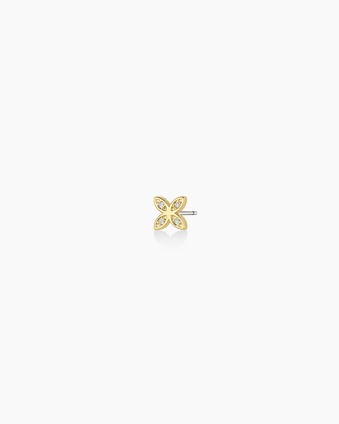 Flower Charm Stud || option::18K Gold Plated, Flower