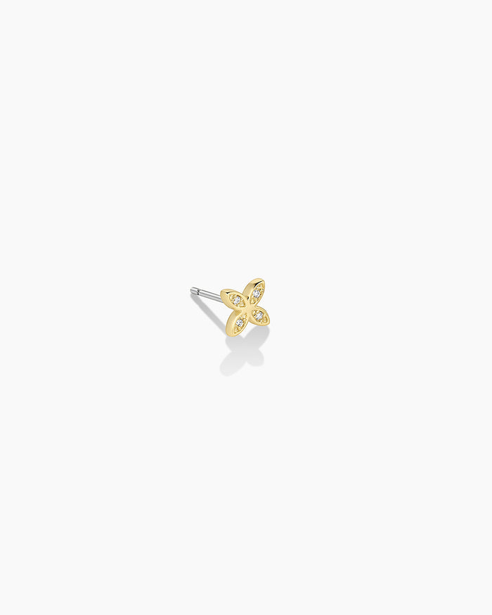 Flower Charm Stud || option::18K Gold Plated, Flower