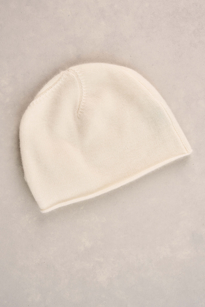 Flower Trim Beanie - Cream