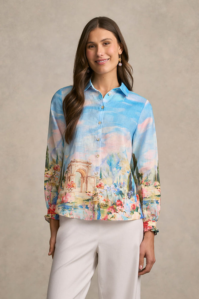 French Linen Shirt - Soft Valley Print