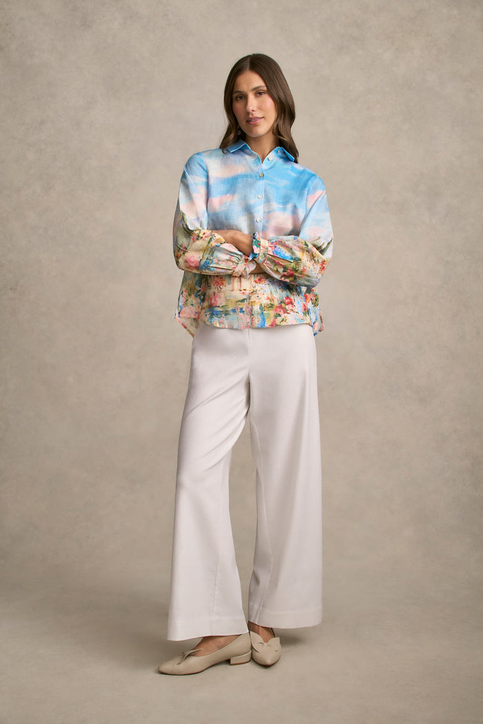French Linen Shirt - Soft Valley Print