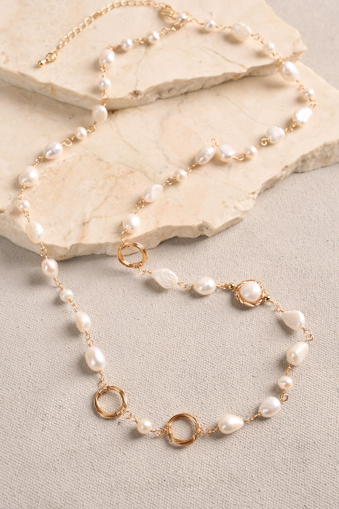 Freshwater Pearl Necklace - Gold