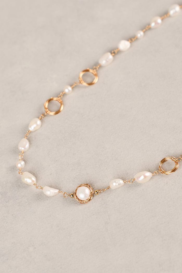 Freshwater Pearl Necklace - Gold