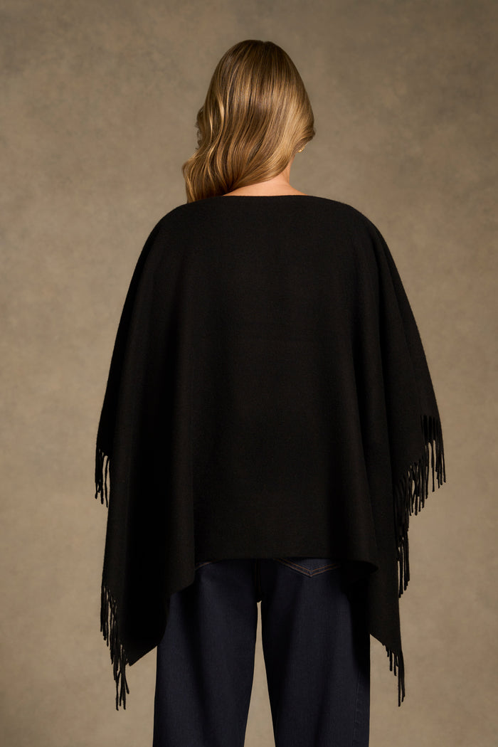 Fringed Poncho - Black