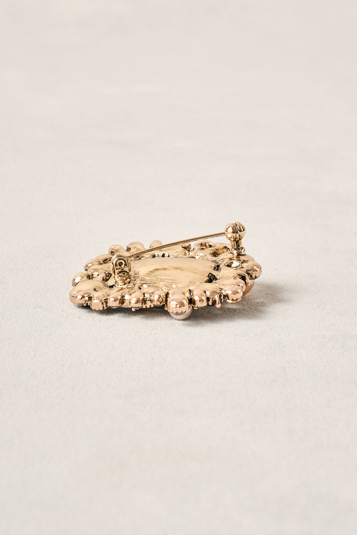 Gem Pearl & Cluster Brooch - Navy