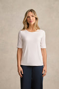Half Sleeve Round Neck Tee - White