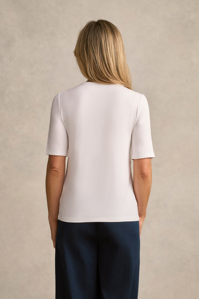 Half Sleeve Round Neck Tee - White