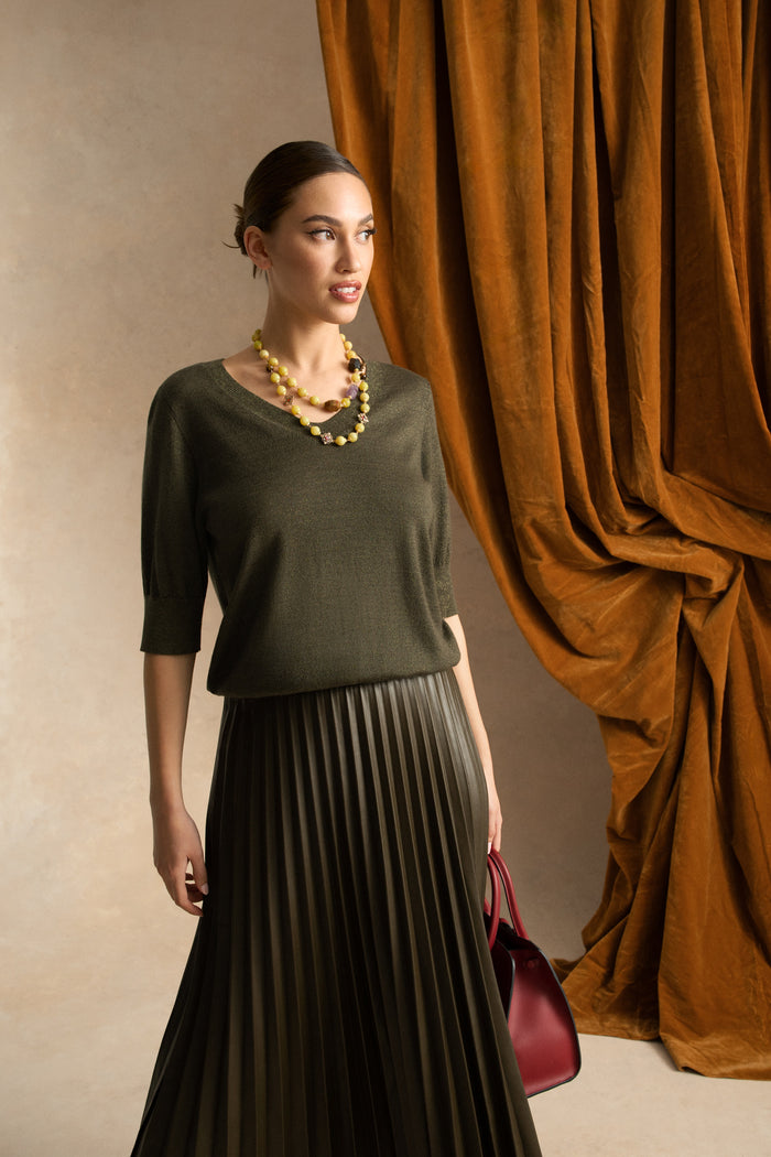 Half Sleeve Wool Knit - Olive