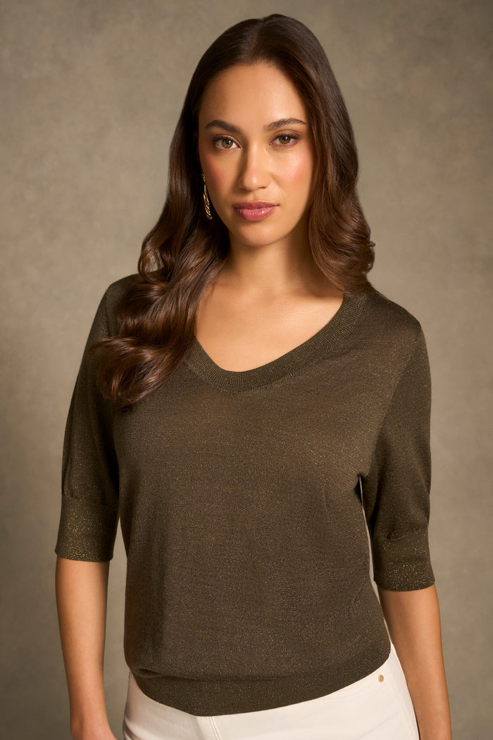 Half Sleeve Wool Knit - Olive