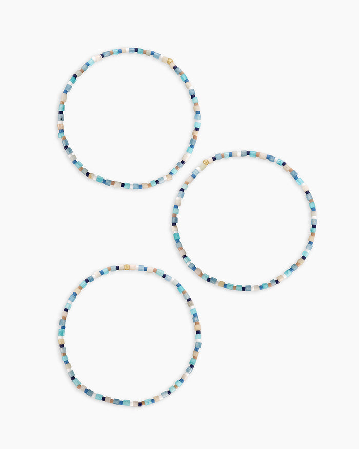Harbor Bracelet Set || option::18K Gold Plated, Mixed Amazonite