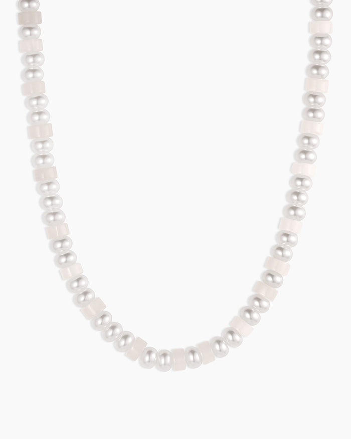 18K Gold Plated / White Jade