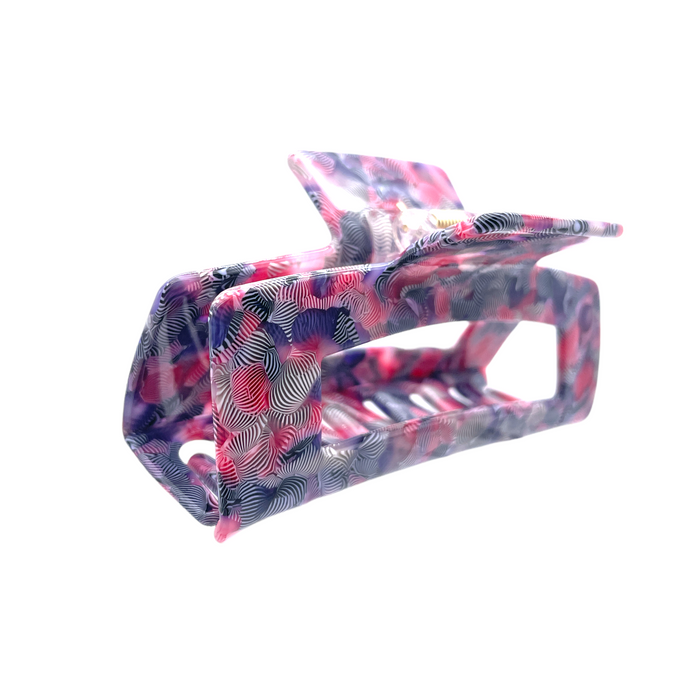 HCR-12M Large Rectangle Hair Clip-Pnk Nvy Grey