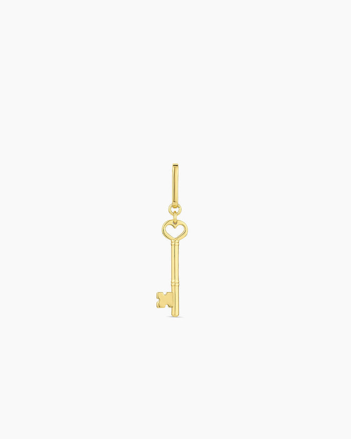 Heart Key Statement Charm || option::18K Gold Plated