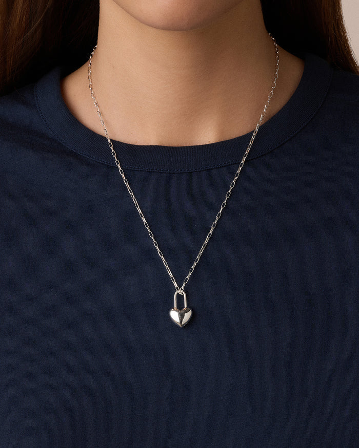 Heart Padlock Charm || option:: Silver Plated