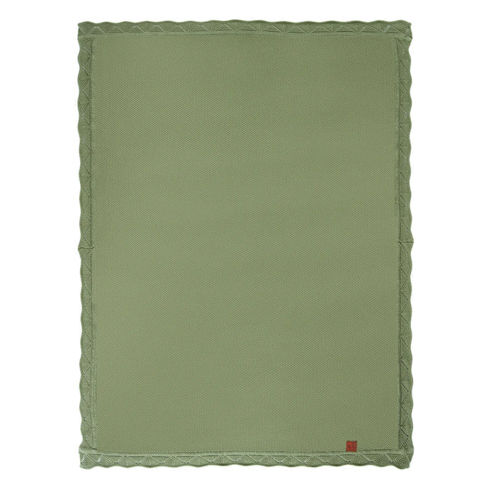 Heirloom Lace Knit Baby Blanket in Sage Green