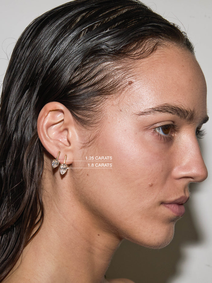 HENDRY PEAR-CUT BAR STUD EARRING IN MOISSANITE