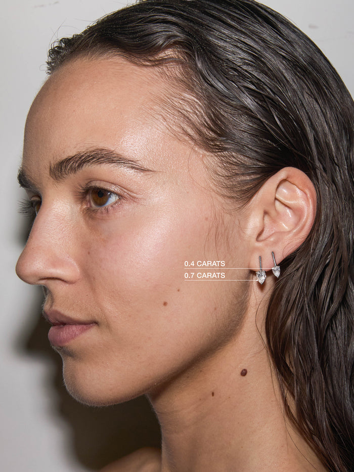 HENDRY PEAR-CUT BAR STUD EARRING IN MOISSANITE