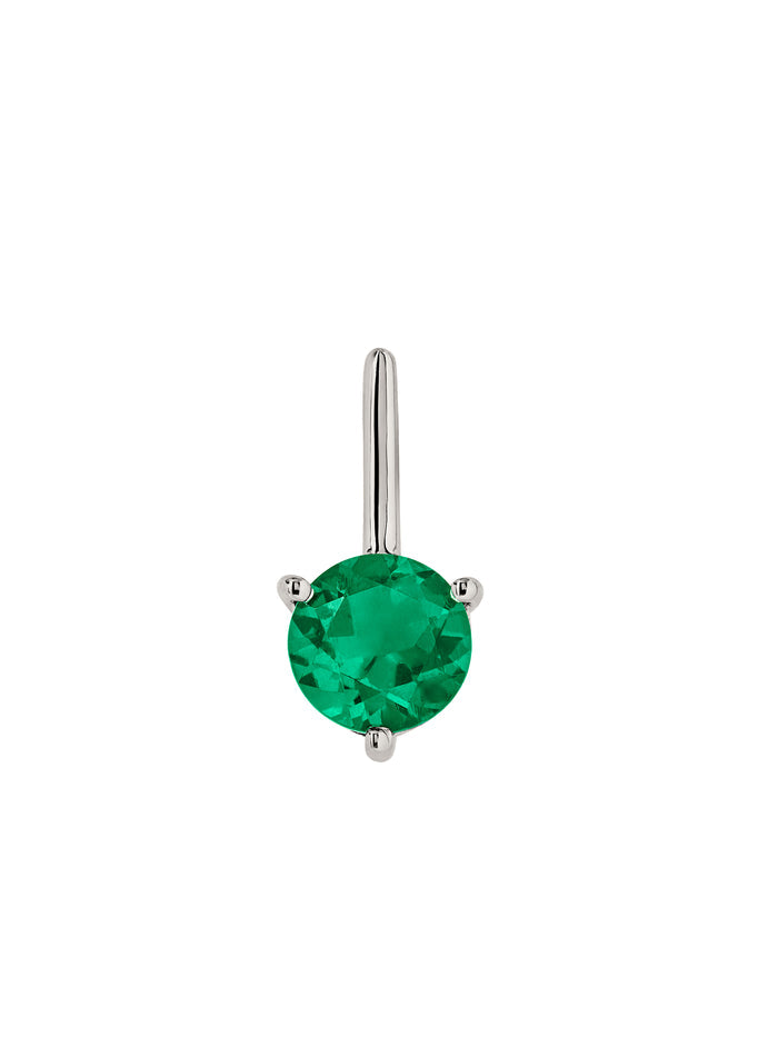 HENDRY ROUND-CUT BAR STUD EARRING IN DEEP LAB EMERALD, STERLING SILVER