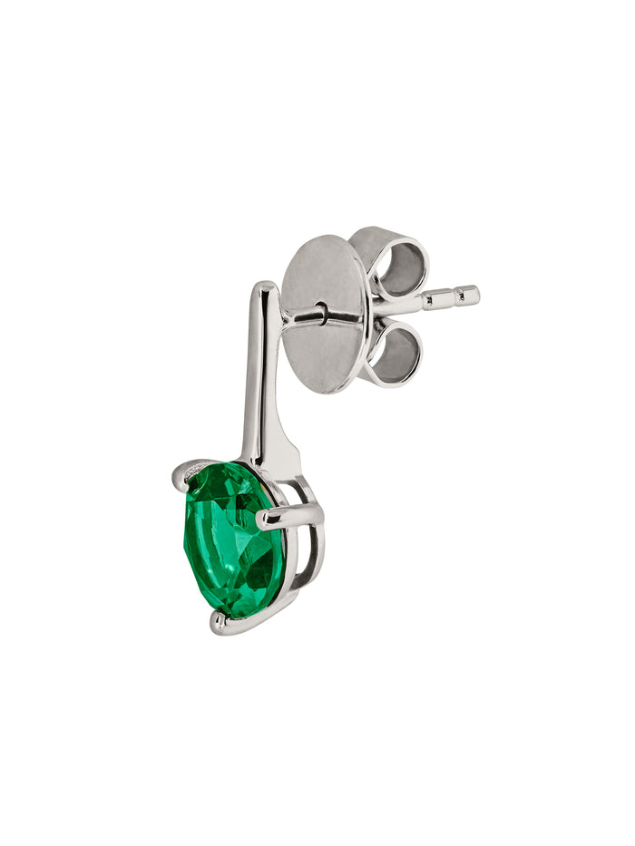 HENDRY ROUND-CUT BAR STUD EARRING IN DEEP LAB EMERALD, STERLING SILVER