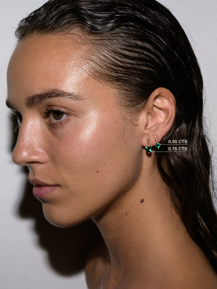 HENDRY ROUND-CUT BAR STUD EARRING IN DEEP LAB EMERALD, STERLING SILVER