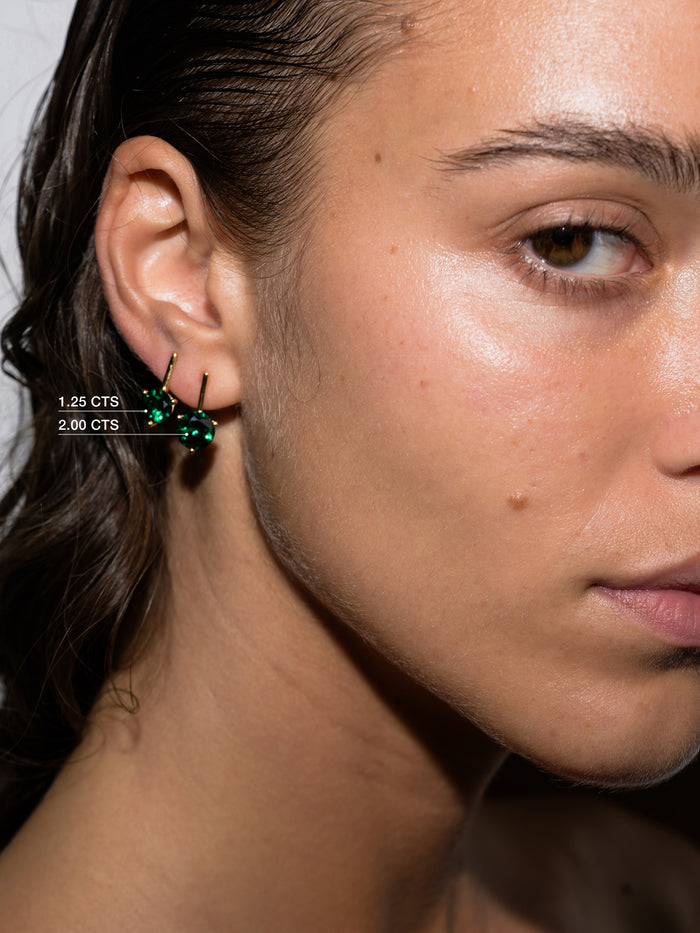 HENDRY ROUND-CUT BAR STUD EARRING IN DEEP LAB EMERALD, STERLING SILVER