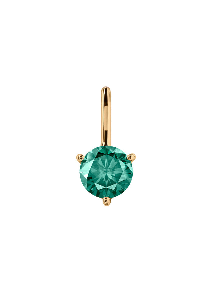 HENDRY ROUND-CUT BAR STUD EARRING IN VIRIDIAN GREEN MOISSANITE, 18K GOLD VERMEIL