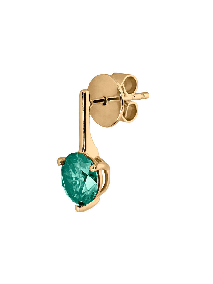HENDRY ROUND-CUT BAR STUD EARRING IN VIRIDIAN GREEN MOISSANITE, 18K GOLD VERMEIL