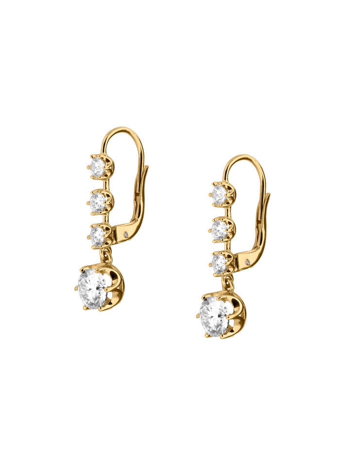 HENRIETTA 4-STONE DROP EARRINGS IN MOISSANITE, 18K GOLD VERMEIL