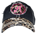 IN-8121 Initial Black Leopard Cap