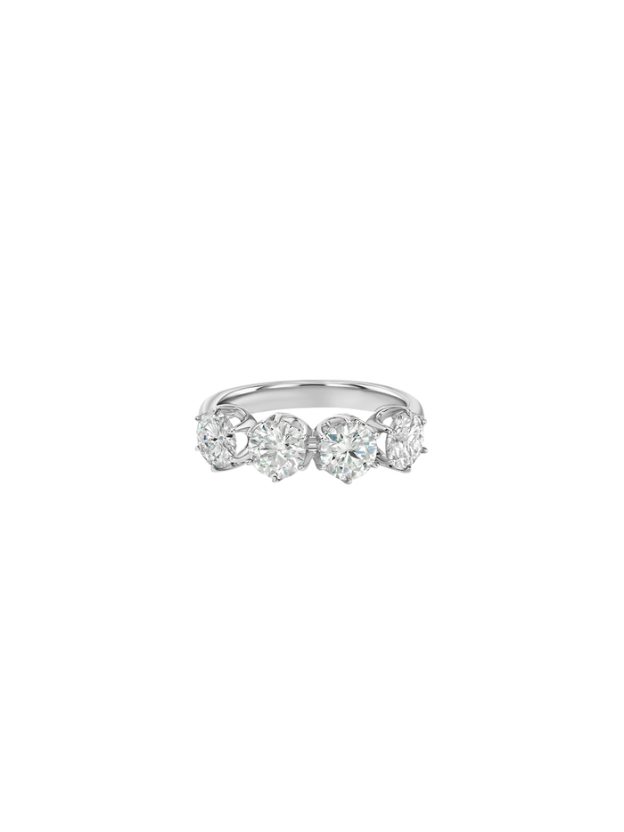 IRIS 4-STONE PINKY RING IN MOISSANITE, STERLING SILVER