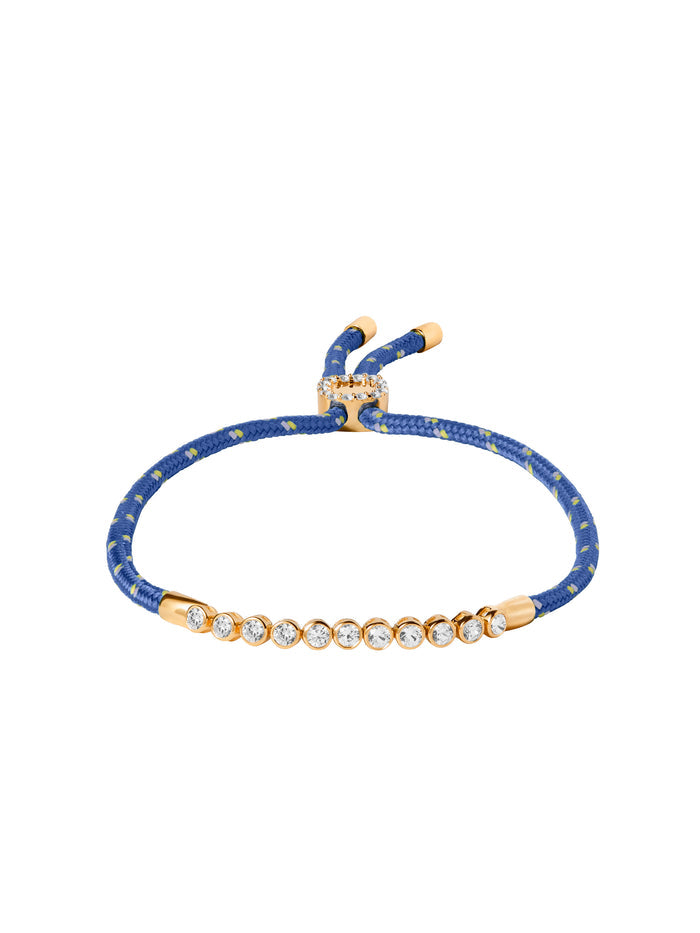 JAMES BEZEL BLEU PARACORD ANKLET IN LAB WHITE SAPPHIRE, 18K GOLD VERMEIL